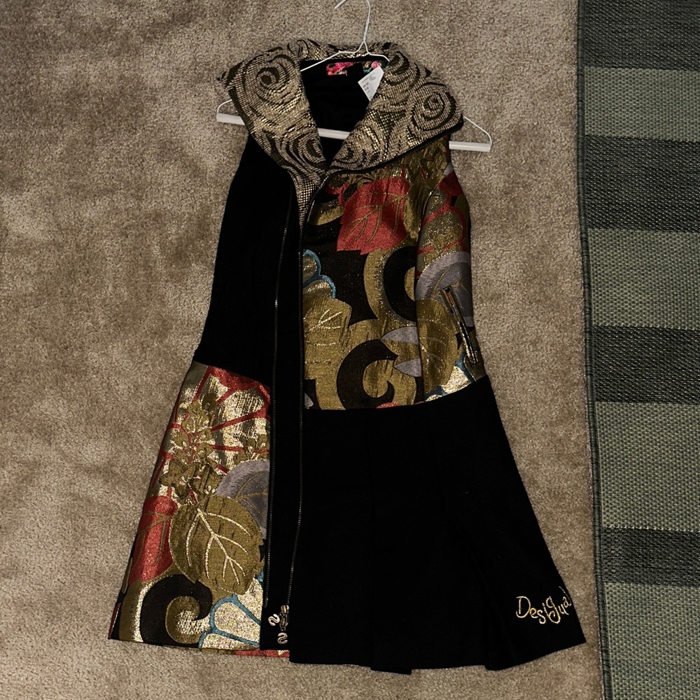 Desigual Black and Gold Floral Mini Dress